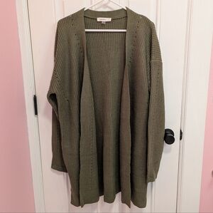 NWT Rokoko Large Olive Green Open Front Cardigan Sweater Pockets